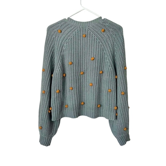 THE GREAT. The Bobble Sophomore Knit Cardigan in Dusty Blue/Honey Sz S - Picture 4 of 7